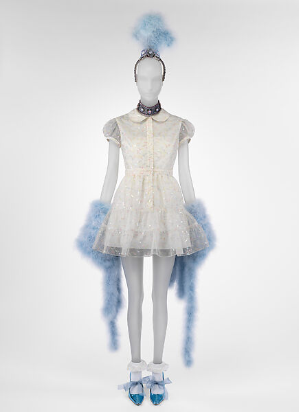 Anna Sui (American, born 1955), synthetic fiber, cotton, plastic, feathers, metal, American 