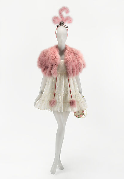 Ensemble, Anna Sui (American, born 1955), Cotton, feathers, plastic, synthetic, American 