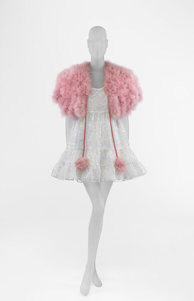 Ensemble, Anna Sui (American, born 1955), Cotton, silk, feathers, plastic, synthetic, faux leather, leather, metal, American