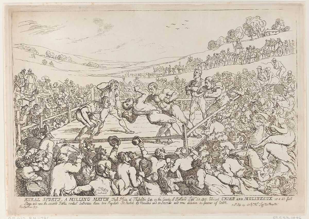 Rural Sports, A Milling Match, Thomas Rowlandson (British, London 1757–1827 London), Etching 