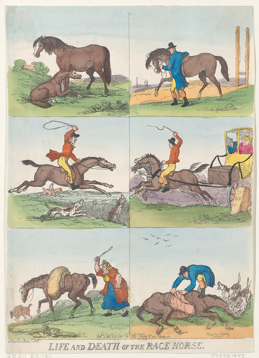 Life and Death of the Race Horse, Thomas Rowlandson (British, London 1757–1827 London), Etching 