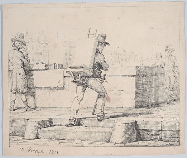 The Carrier of Lithographic Stones, Horace Vernet (French, Paris 1789–1863 Paris), Lithograph; first state of three 