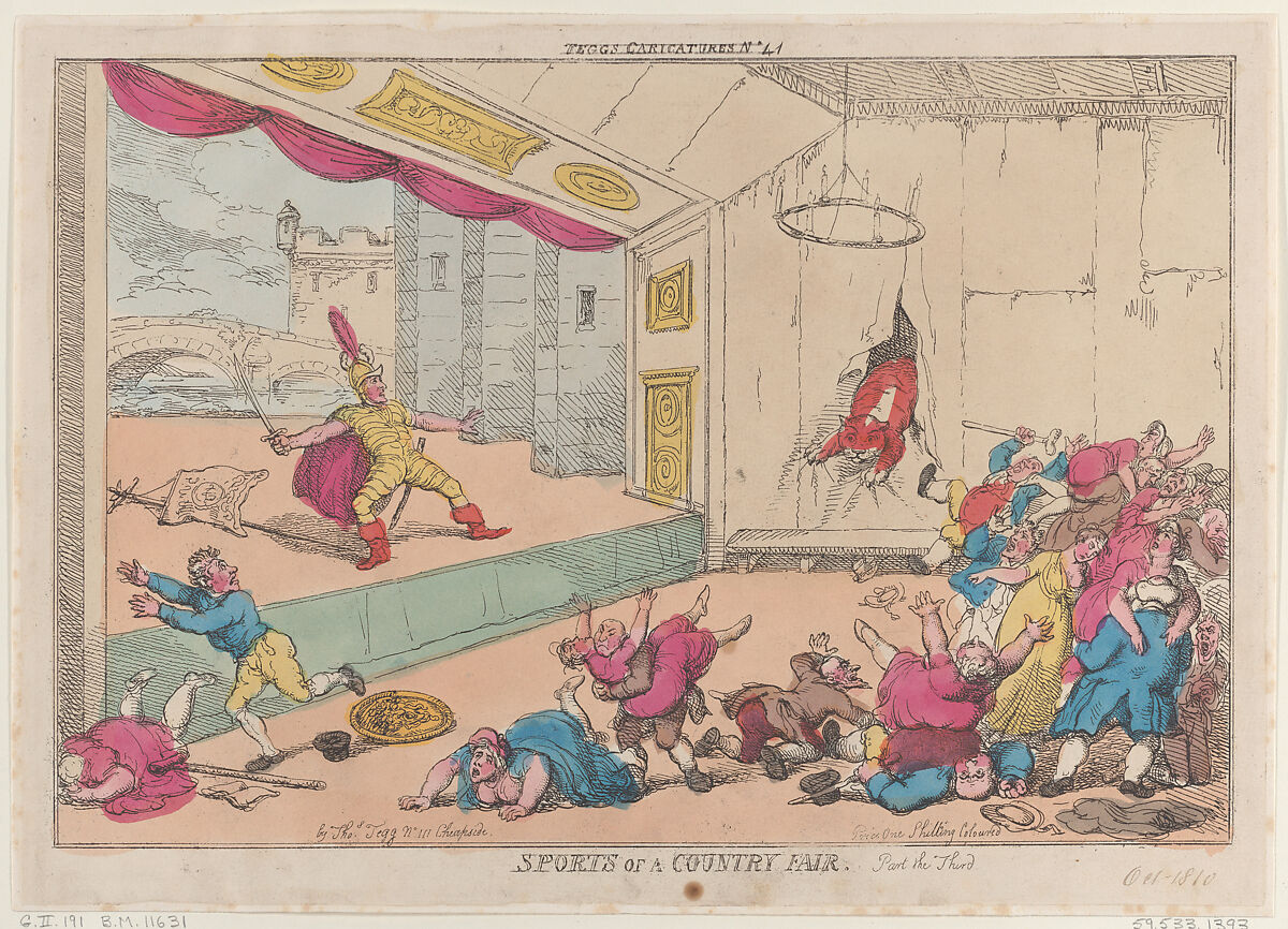 Sports of a Country Fair, Part the Third, Thomas Rowlandson (British, London 1757–1827 London), Hand-colored etching 