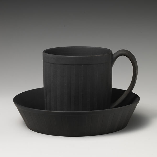 Cup and saucer (part of a set), Wedgwood and Co., Basalt ware, British, Etruria, Staffordshire