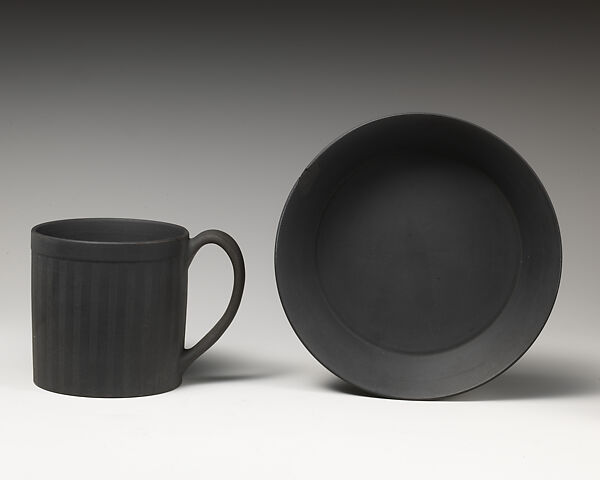 Cup and saucer (part of a set), Wedgwood and Co., Basalt ware, British, Etruria, Staffordshire 