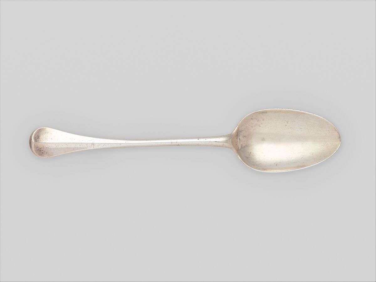 Table Spoon, Probably Henry Pratt (1709–1749), Silver, American