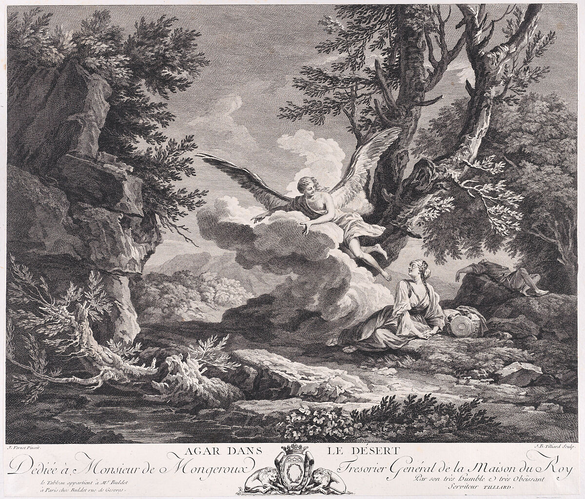 Hagar in the Desert, After Joseph Vernet (French, Avignon 1714–1789 Paris), Engraving 