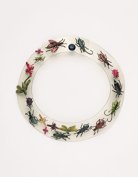 Necklace, Schiaparelli (French, founded 1927), plastic (cellulose acetate), metal (tin), French