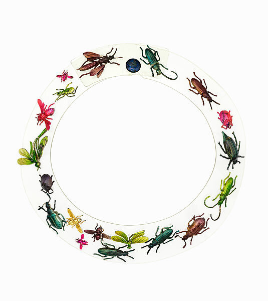 Necklace, Schiaparelli (French, founded 1927), plastic (cellulose acetate), metal (tin), French 