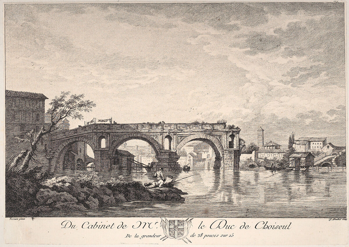 Bridge in Rome, After Joseph Vernet (French, Avignon 1714–1789 Paris), Engraving 