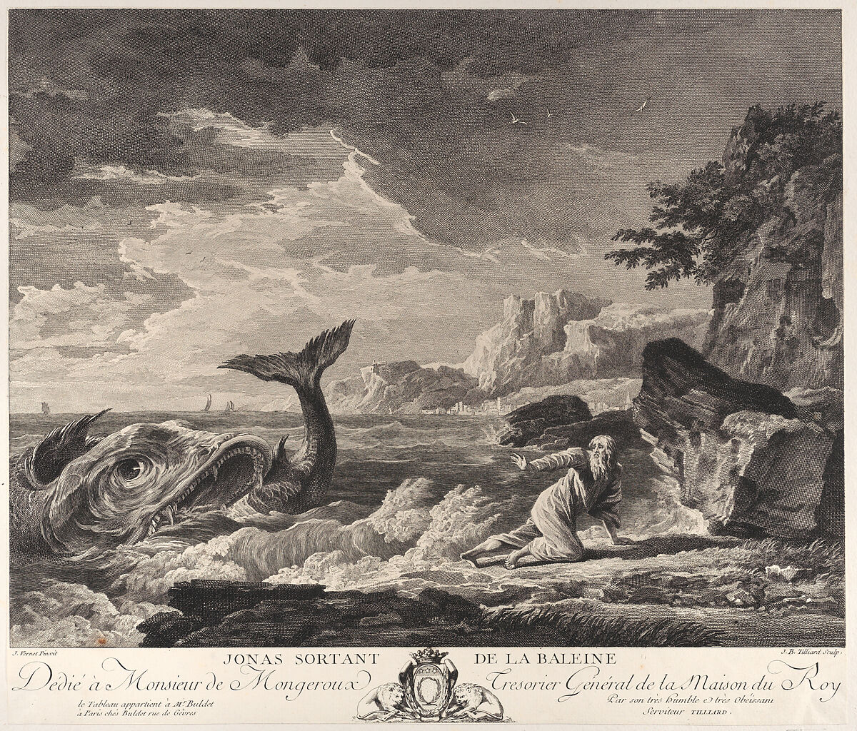 Jonas Leaving the Whale, After Joseph Vernet (French, Avignon 1714–1789 Paris), Engraving 