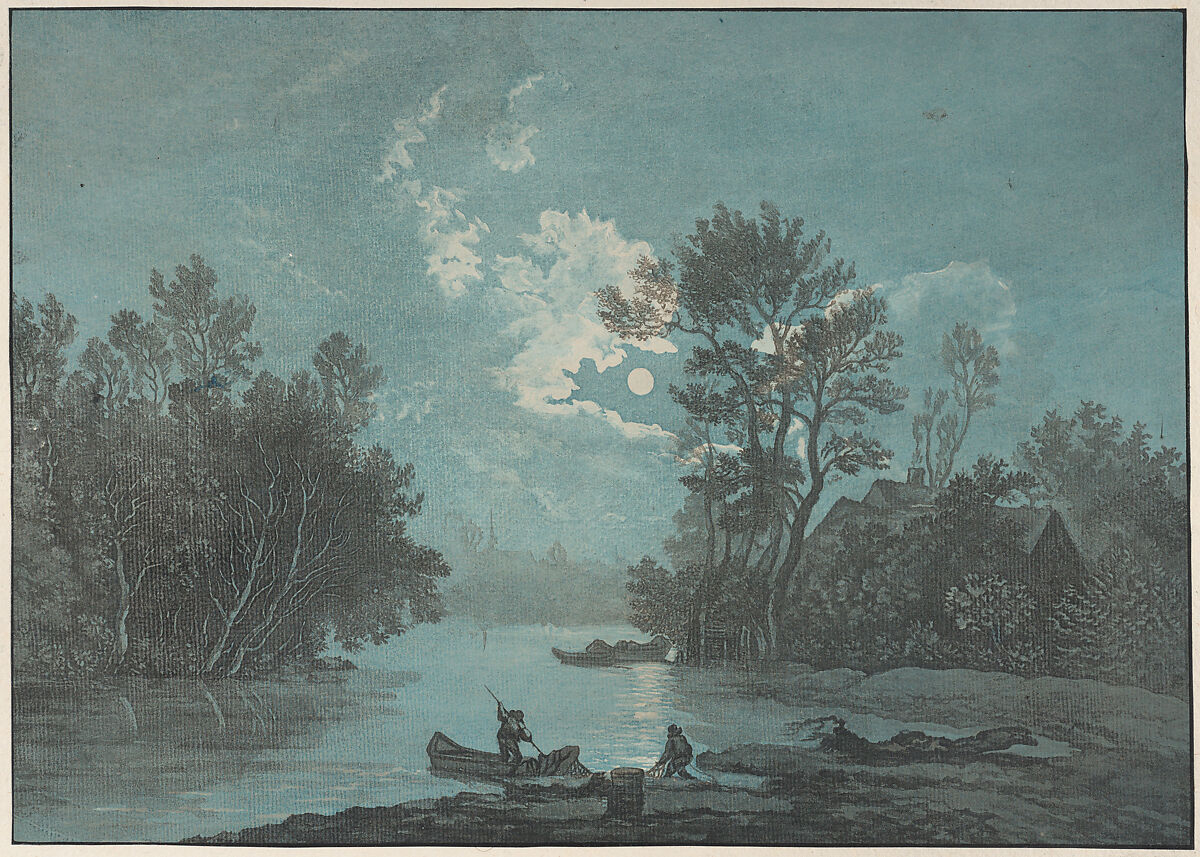 Fishermen by Moonlight, Joseph Vernet (French, Avignon 1714–1789 Paris), Colored aquatint 