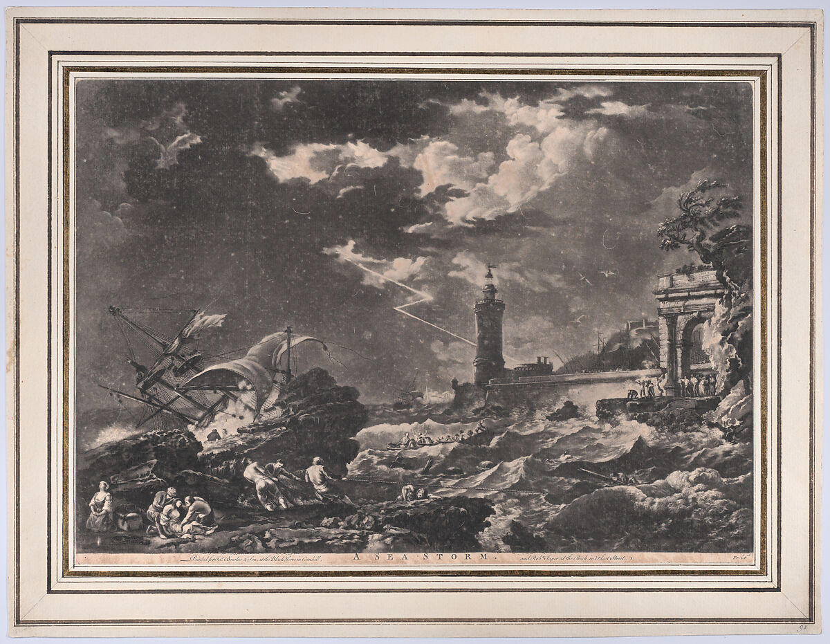 A Sea Storm, After Joseph Vernet (French, Avignon 1714–1789 Paris), Mezzotint with some etching 