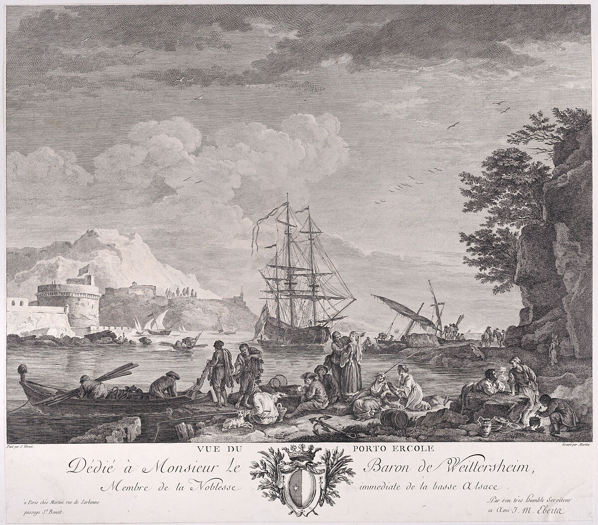 View of Port Ercole, After Joseph Vernet (French, Avignon 1714–1789 Paris), Engraving 