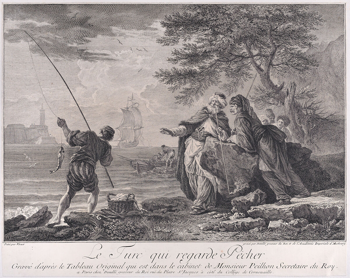 The Turc Who Watches Fishing, After Joseph Vernet (French, Avignon 1714–1789 Paris), Engraving 