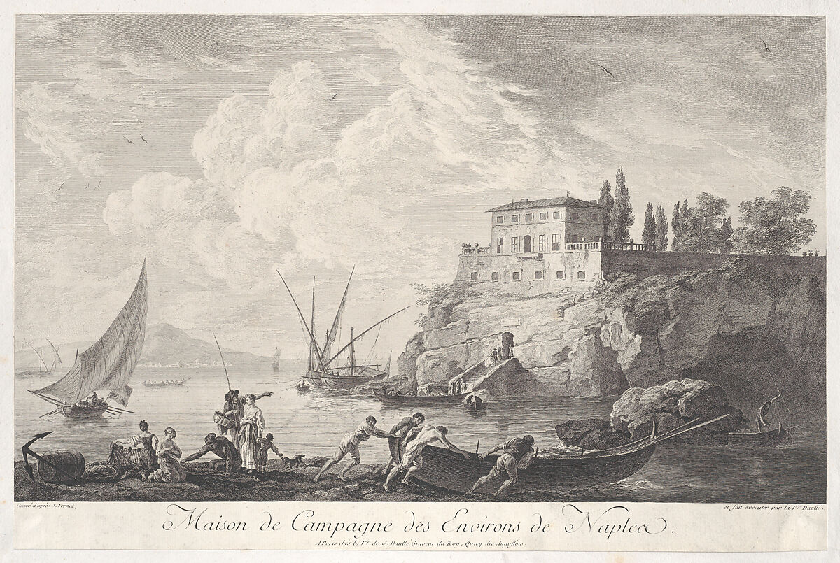 House in the Country Surrounding Naples, After Joseph Vernet (French, Avignon 1714–1789 Paris), Engraving 