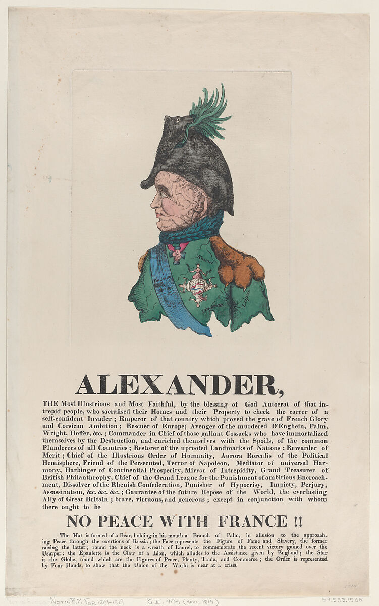 Alexander, Thomas Rowlandson (British, London 1757–1827 London), Hand-colored etching, letterpress 