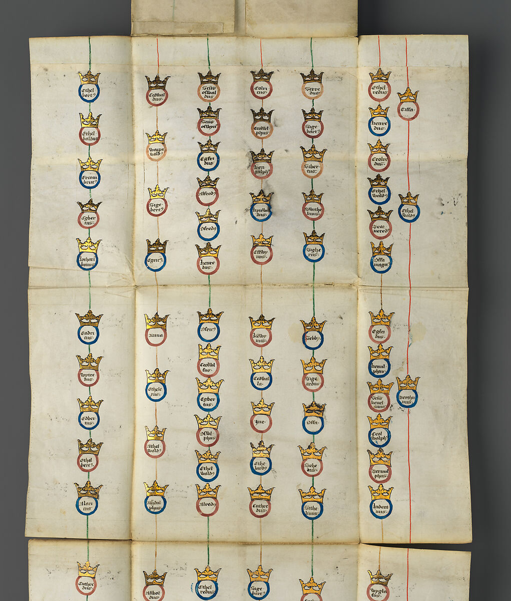 Genealogical Chronicle of the Kings of England, Opaque watercolor, ink, and gold on parchment, British