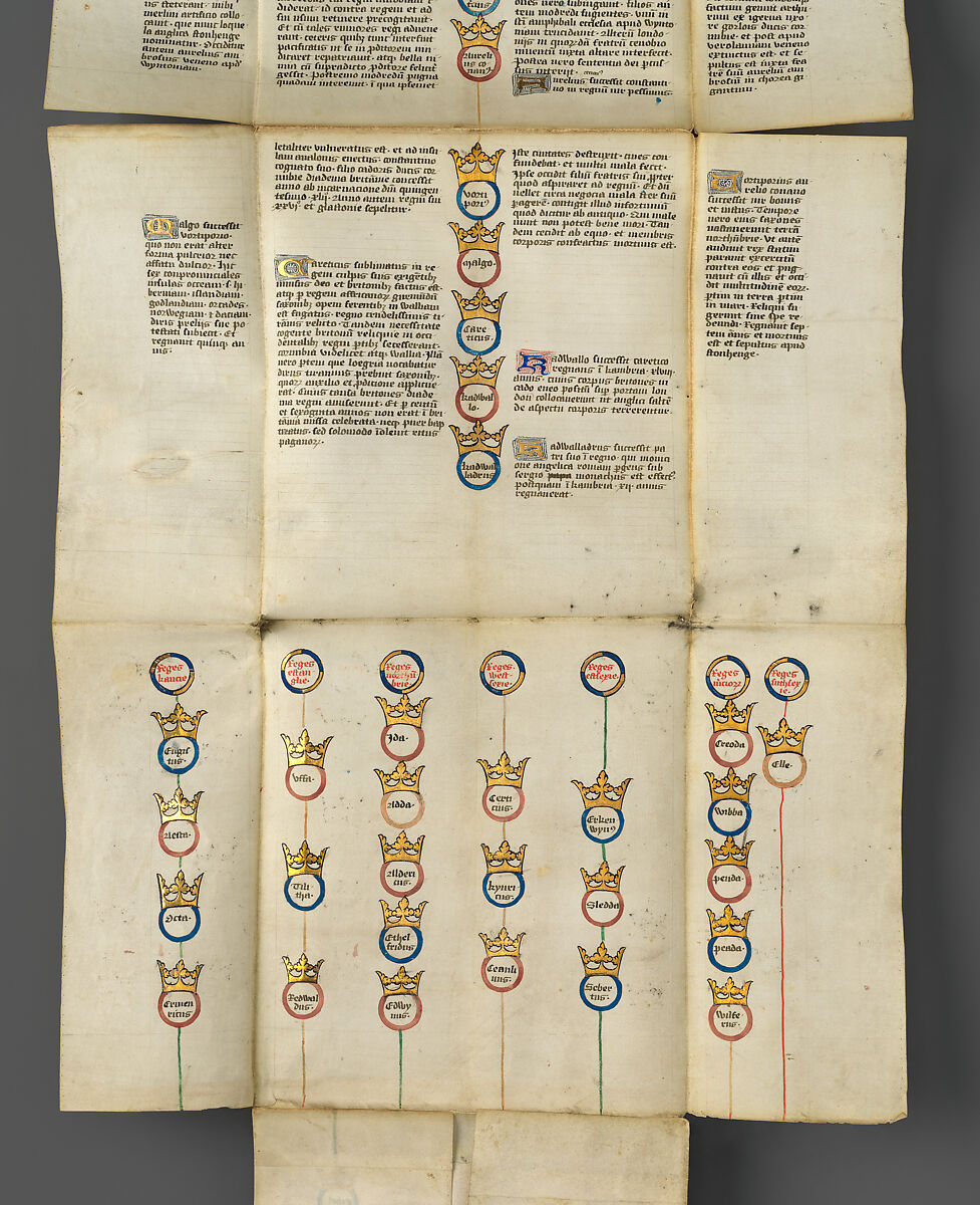 Genealogical Chronicle of the Kings of England, Opaque watercolor, ink, and gold on parchment, British