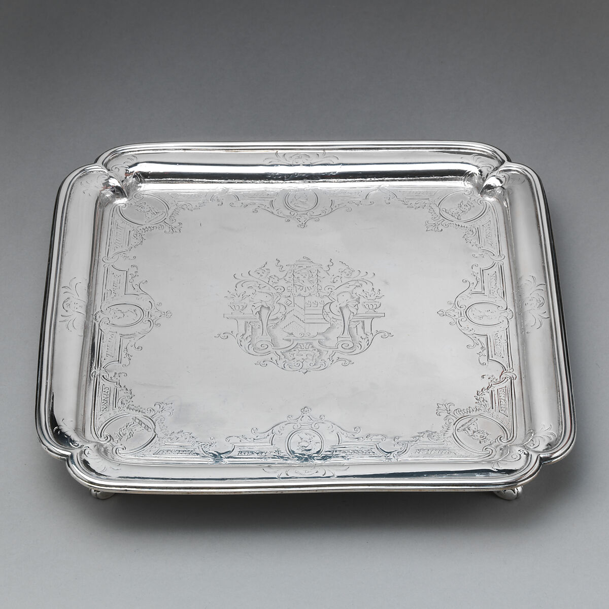 Salver (one of a pair), Paul de Lamerie (British, 1688–1751, active 1712–51), Silver, British, London 