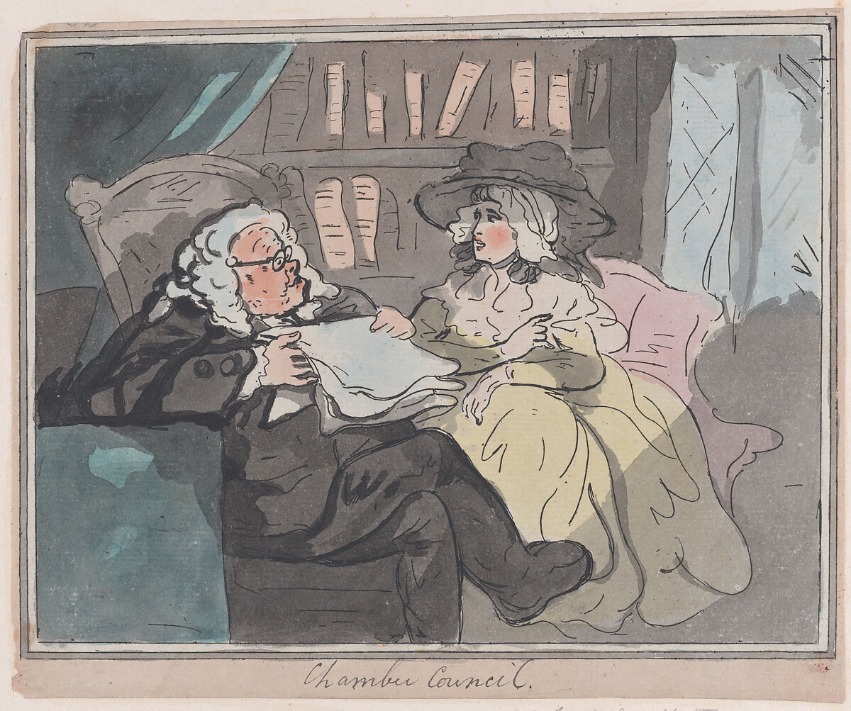A Counselor's Opinion After He Had Retired From Practice, After Thomas Rowlandson (British, London 1757–1827 London), Etching with gray wash and watercolor 