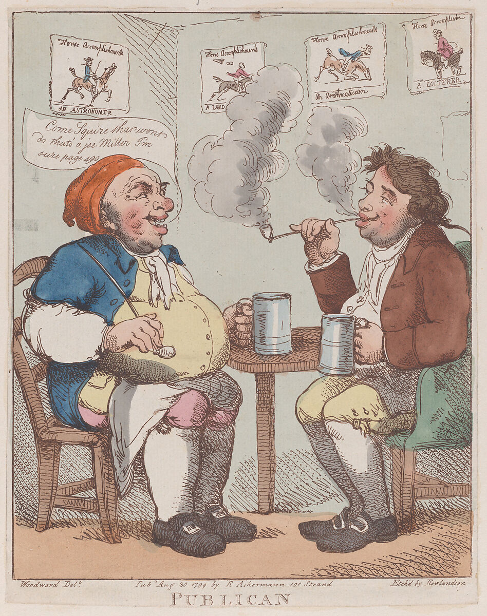 Publican, Thomas Rowlandson (British, London 1757–1827 London), Hand-colored etching 