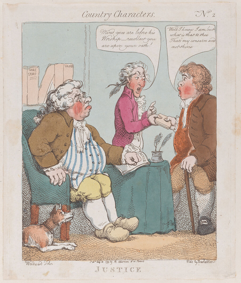 Justice, Thomas Rowlandson (British, London 1757–1827 London), Hand-colored etching 