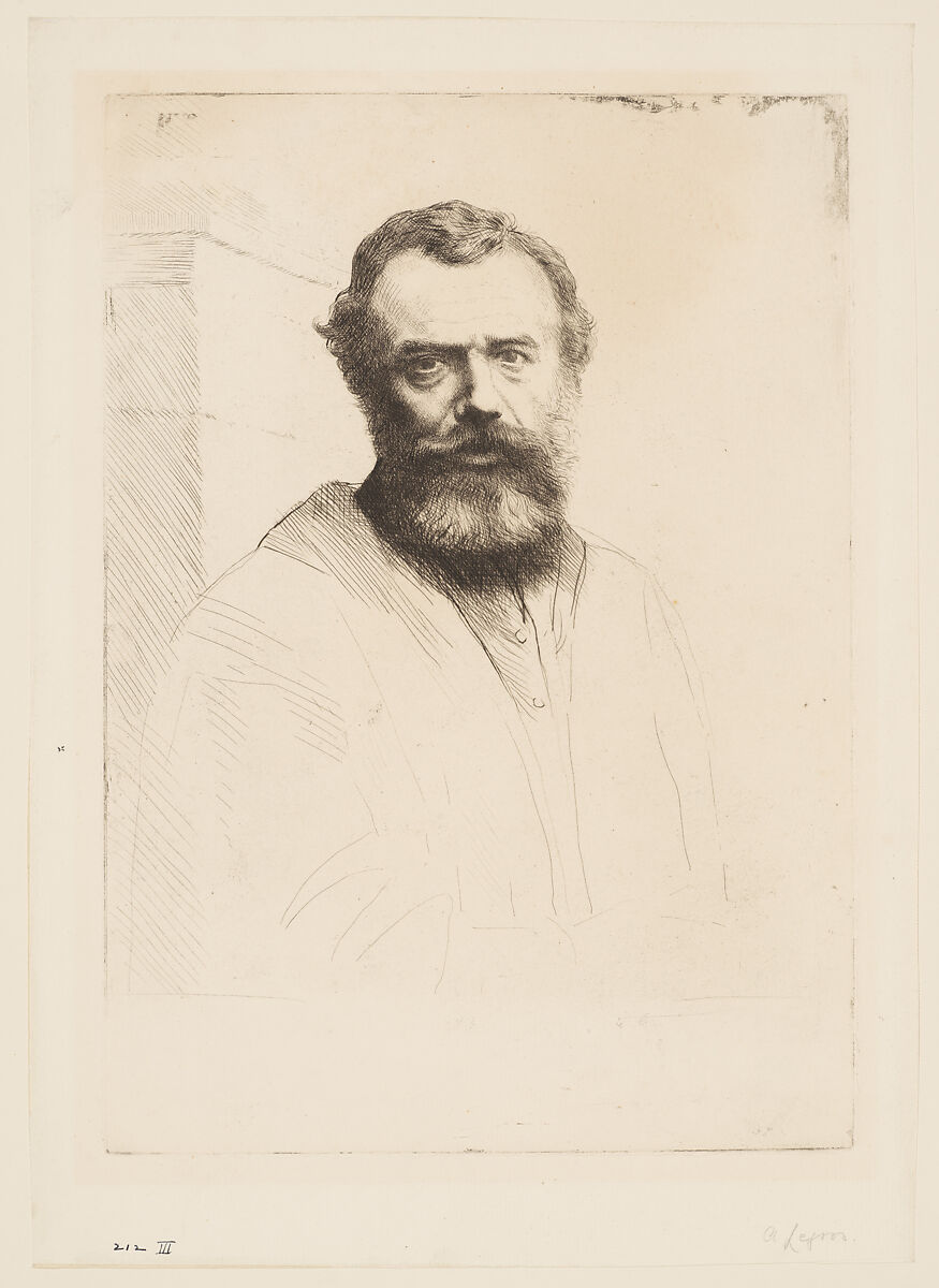 Portrait of the artist, Alphonse Legros (French, Dijon 1837–1911 Watford, Hertfordshire), Etching and drypoint; third state of four 
