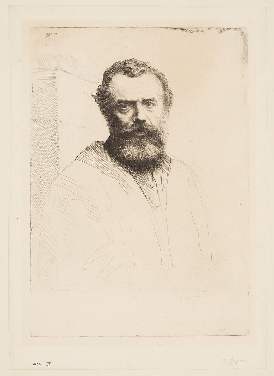 Portrait of the artist, Alphonse Legros  French and British, Etching and drypoint; third state of four