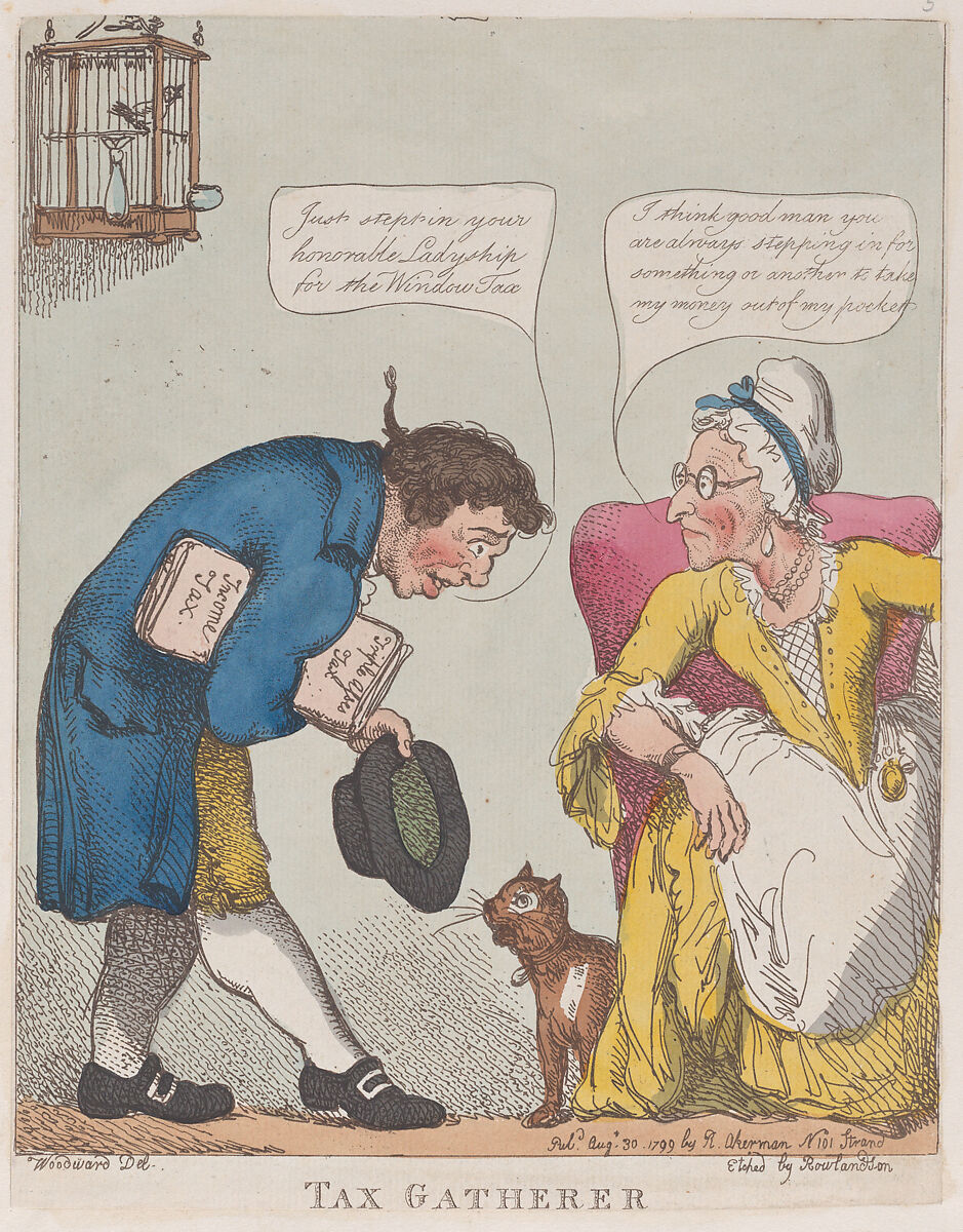 Tax Gatherer, Thomas Rowlandson (British, London 1757–1827 London), Hand-colored etching 