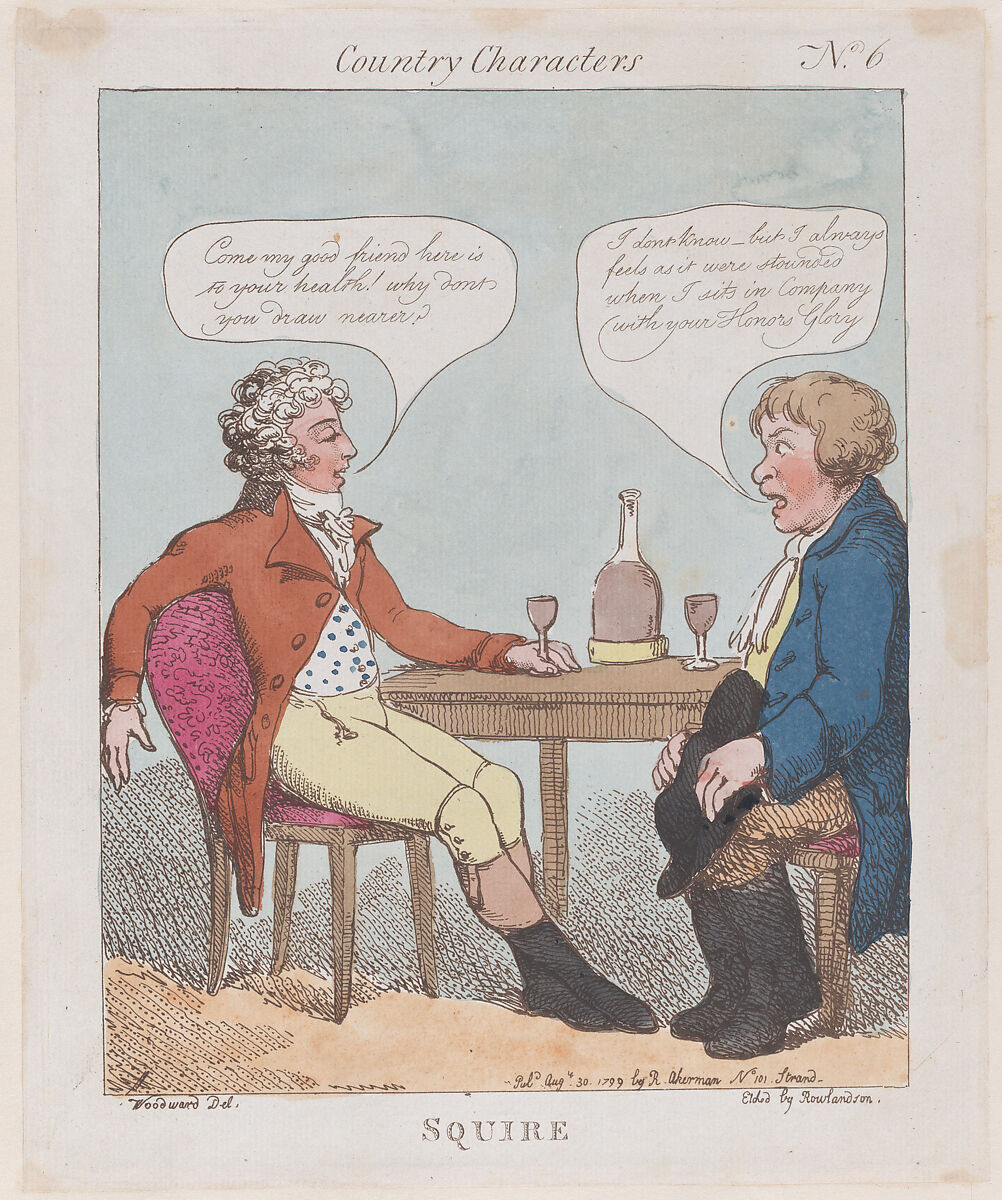 Squire, Thomas Rowlandson (British, London 1757–1827 London), Hand-colored etching 