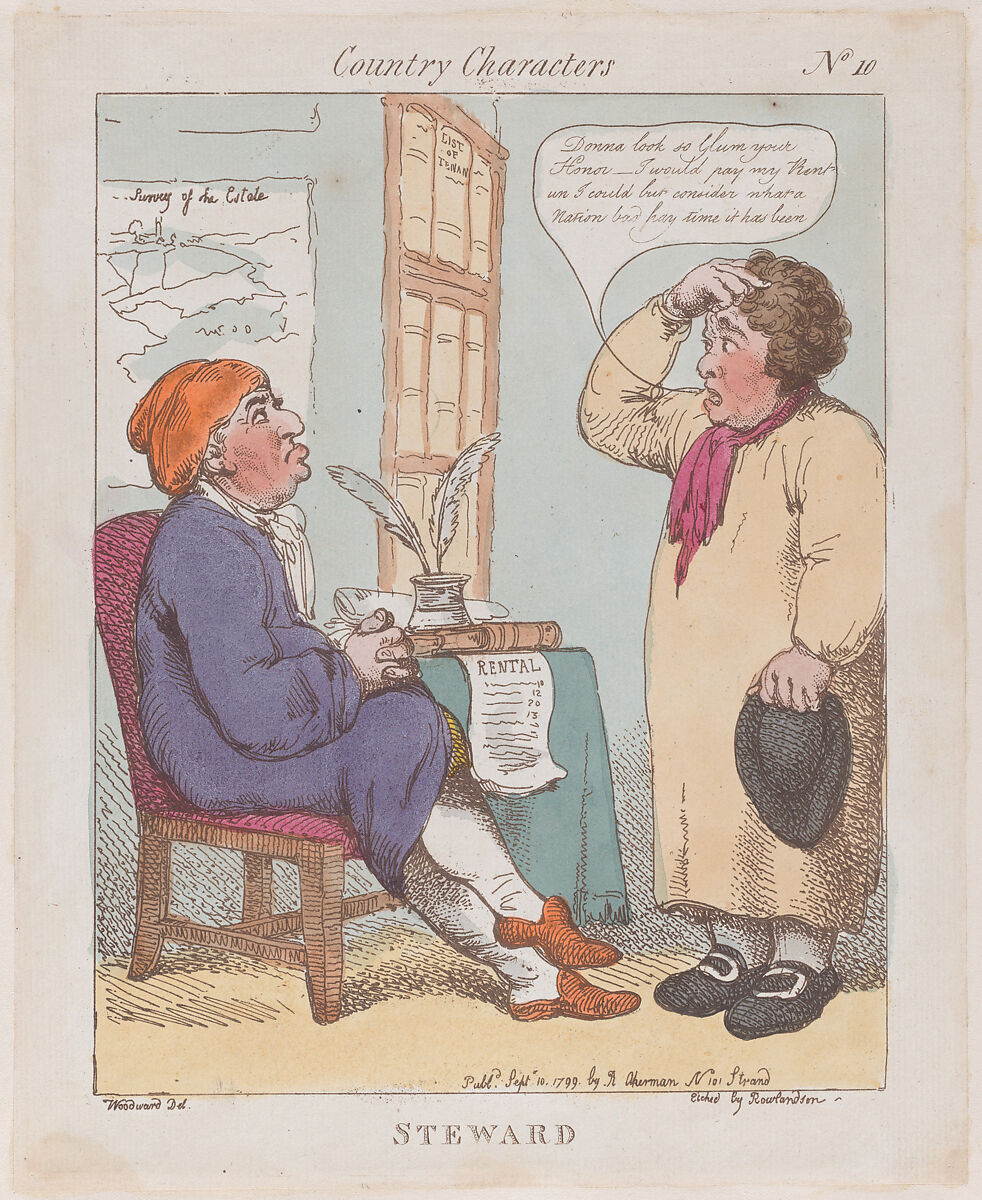 Steward, Thomas Rowlandson (British, London 1757–1827 London), Hand-colored etching 