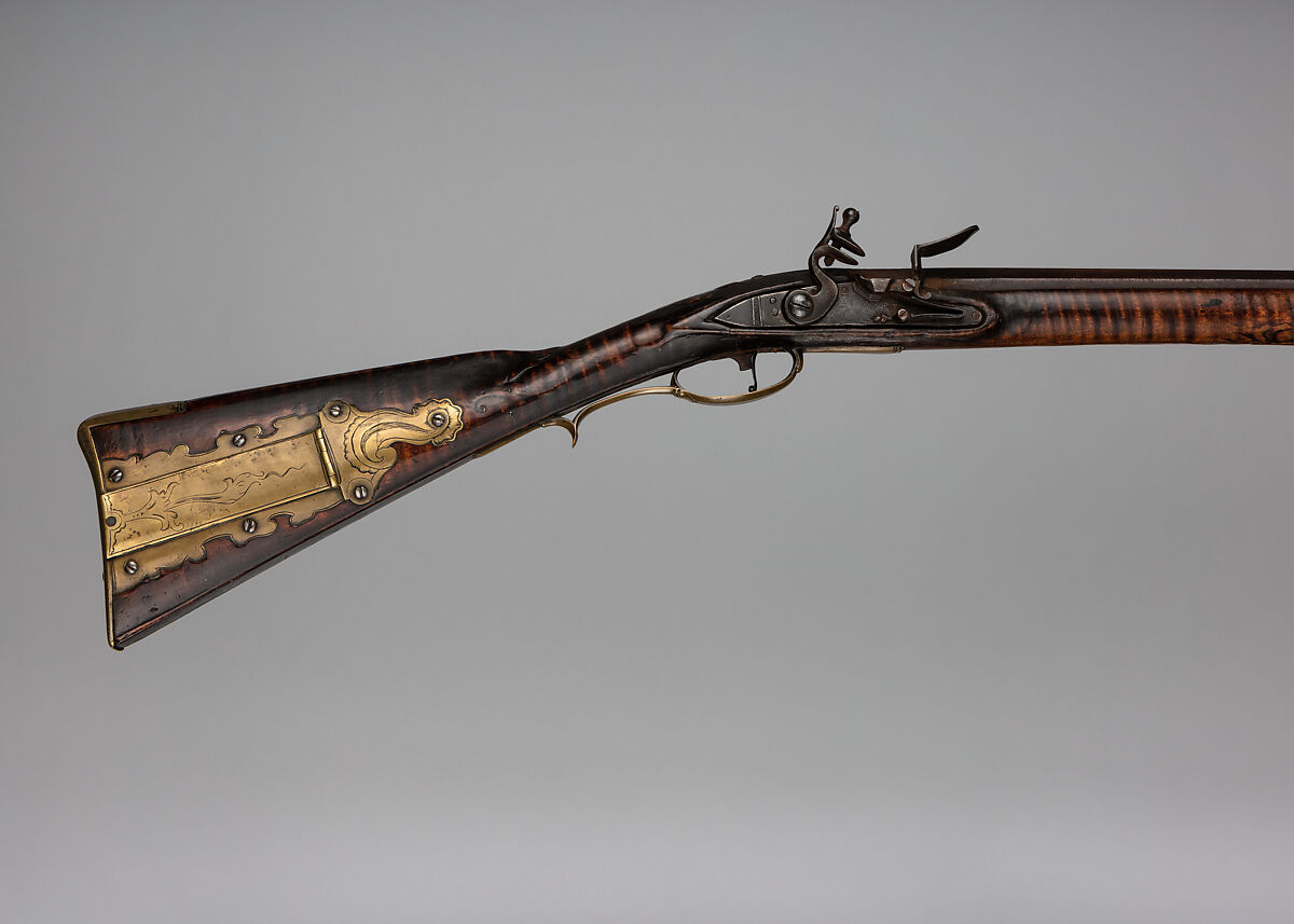 Flintlock Longrifle, Possibly by George Schreyer, Sr. (American, Conewago, Pennsylvania 1739–1819 Hanover, Pennsylvania), Wood (maple), steel,iron, brass, American, York County, Pennsylvania 