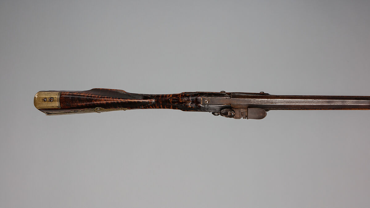 Flintlock Longrifle, Possibly by George Schreyer, Sr. (American, Conewago, Pennsylvania 1739–1819 Hanover, Pennsylvania), Wood (maple), steel, iron, brass, American, York County, Pennsylvania