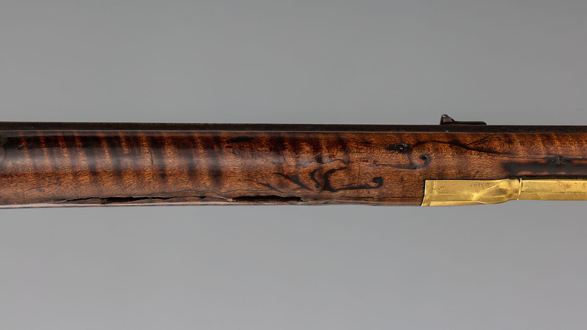 Flintlock Longrifle, Possibly by George Schreyer, Sr. (American, Conewago, Pennsylvania 1739–1819 Hanover, Pennsylvania), Wood (maple), steel, iron, brass, American, York County, Pennsylvania