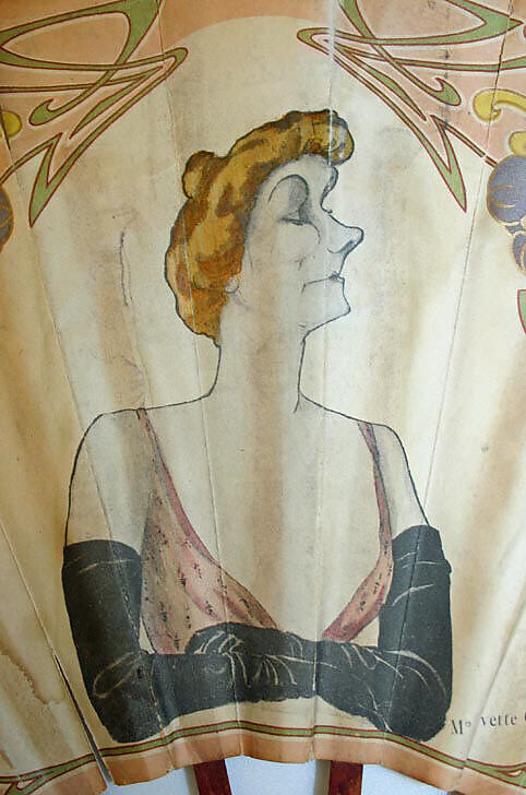 Fan, Yvette Guilbert (French, 1895–1944), paper, wood, silk, French