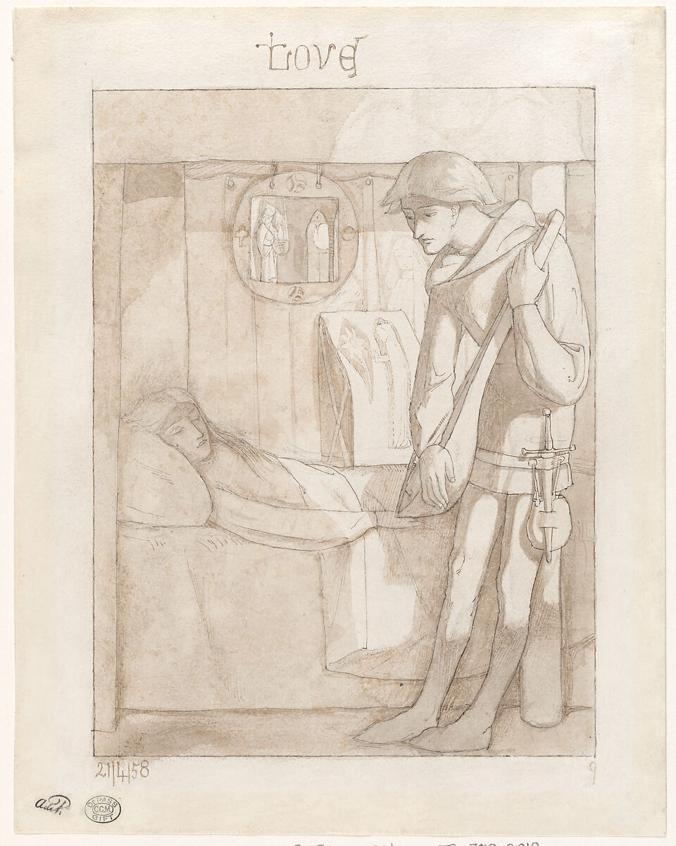 Love, Simeon Solomon (British, London 1840–1905 London), Graphite, pen and brown ink, brush and brown wash 