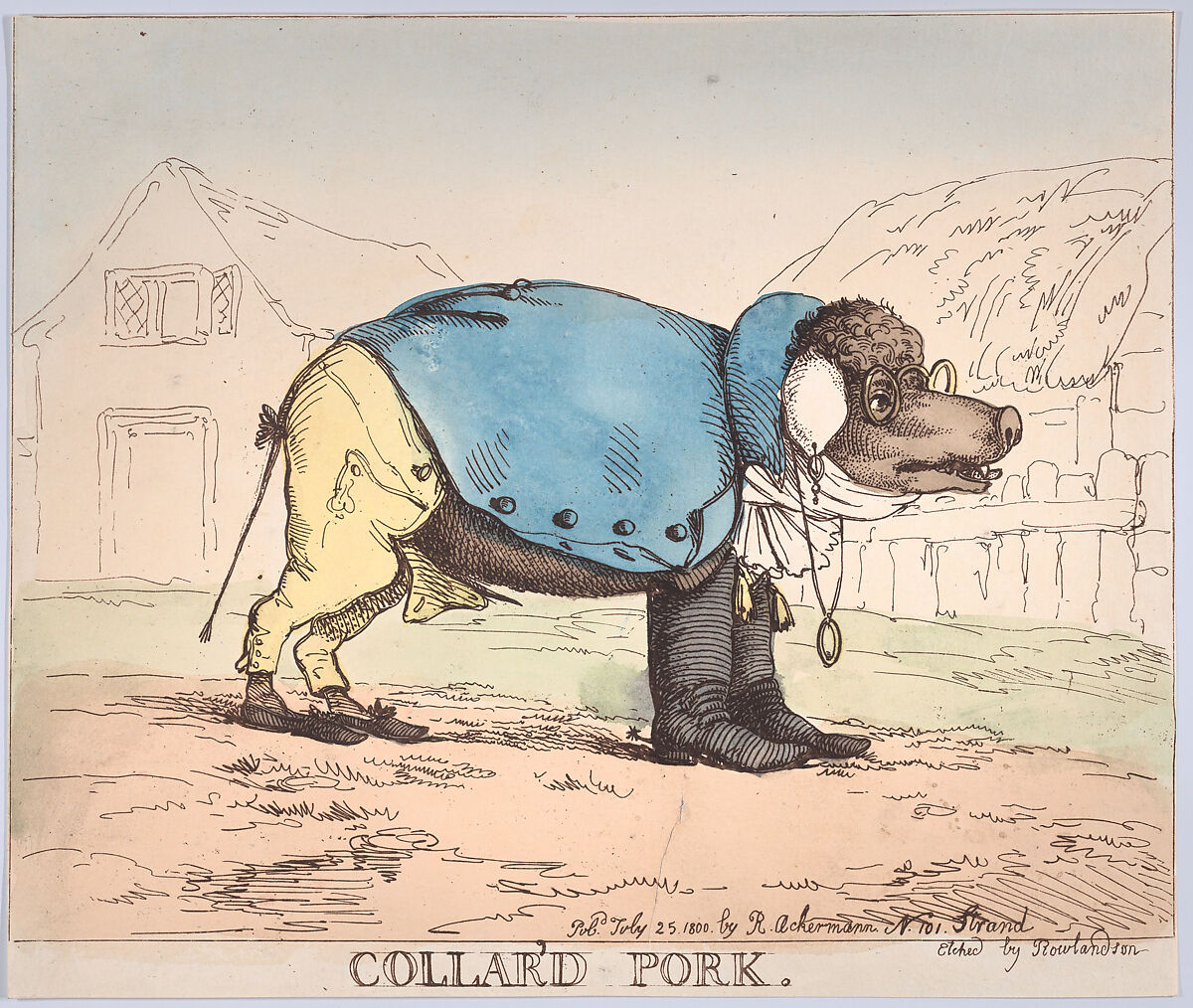 Collar'd Pork, Thomas Rowlandson (British, London 1757–1827 London), Hand-colored etching 