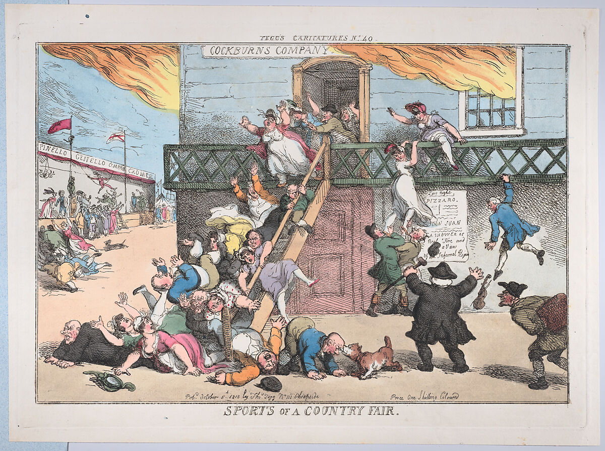 Sports of a Country Fair, Thomas Rowlandson (British, London 1757–1827 London), Hand-colored etching 