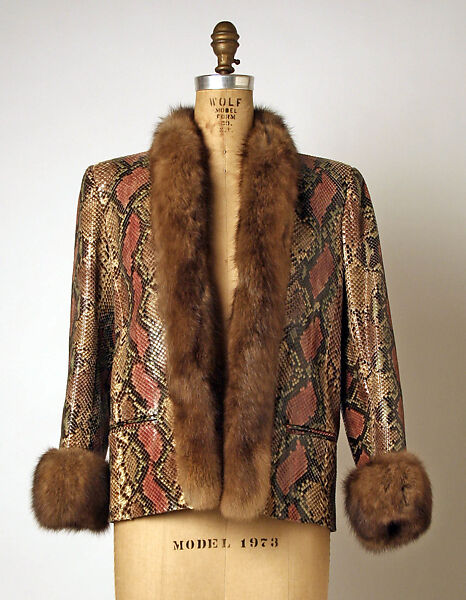 Jacket, Bill Blass Ltd. (American, founded 1970), python, sable, American 