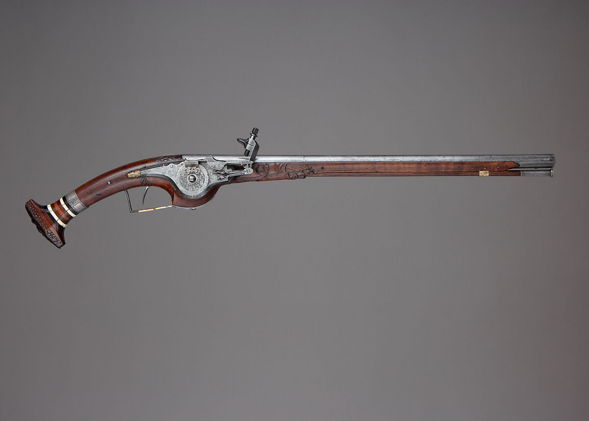 Wheellock Pistol, Pierre Cisteron  French, Steel, iron, silver, gold, wood (fruitwood, ebony), bone, French, Figeac