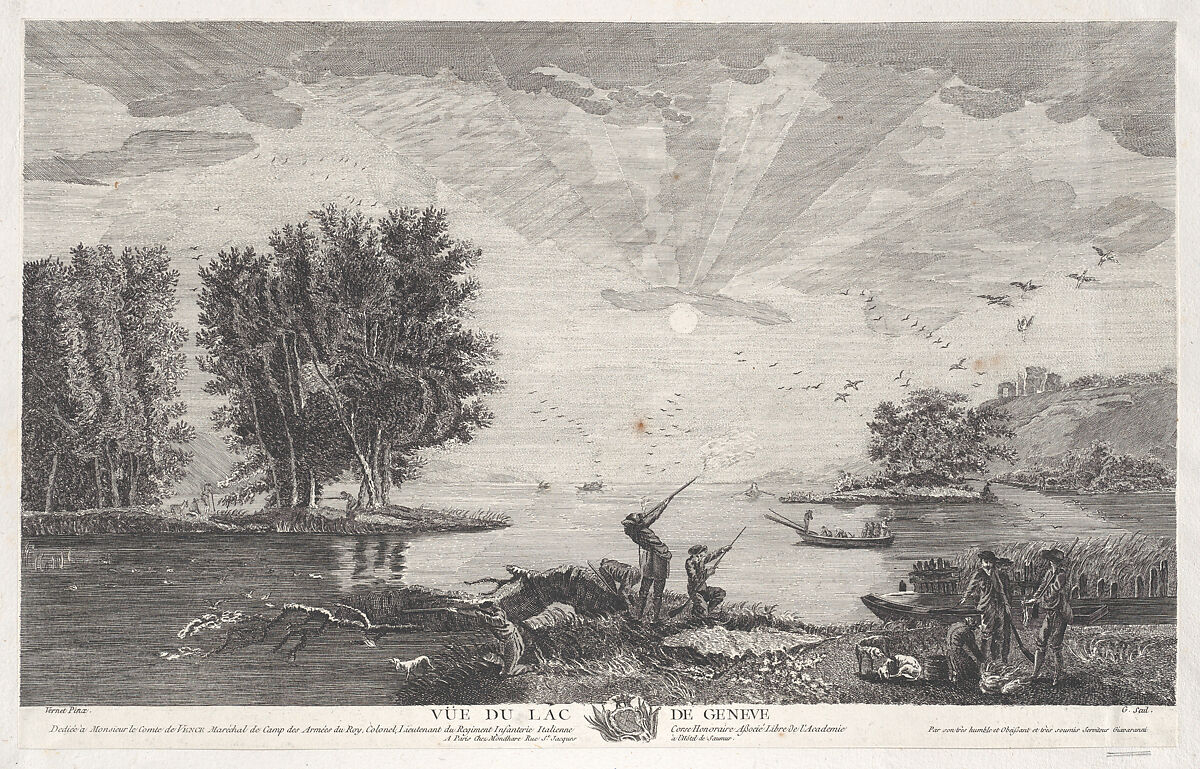 View of Lake Geneva, After Joseph Vernet (French, Avignon 1714–1789 Paris), Engraving 