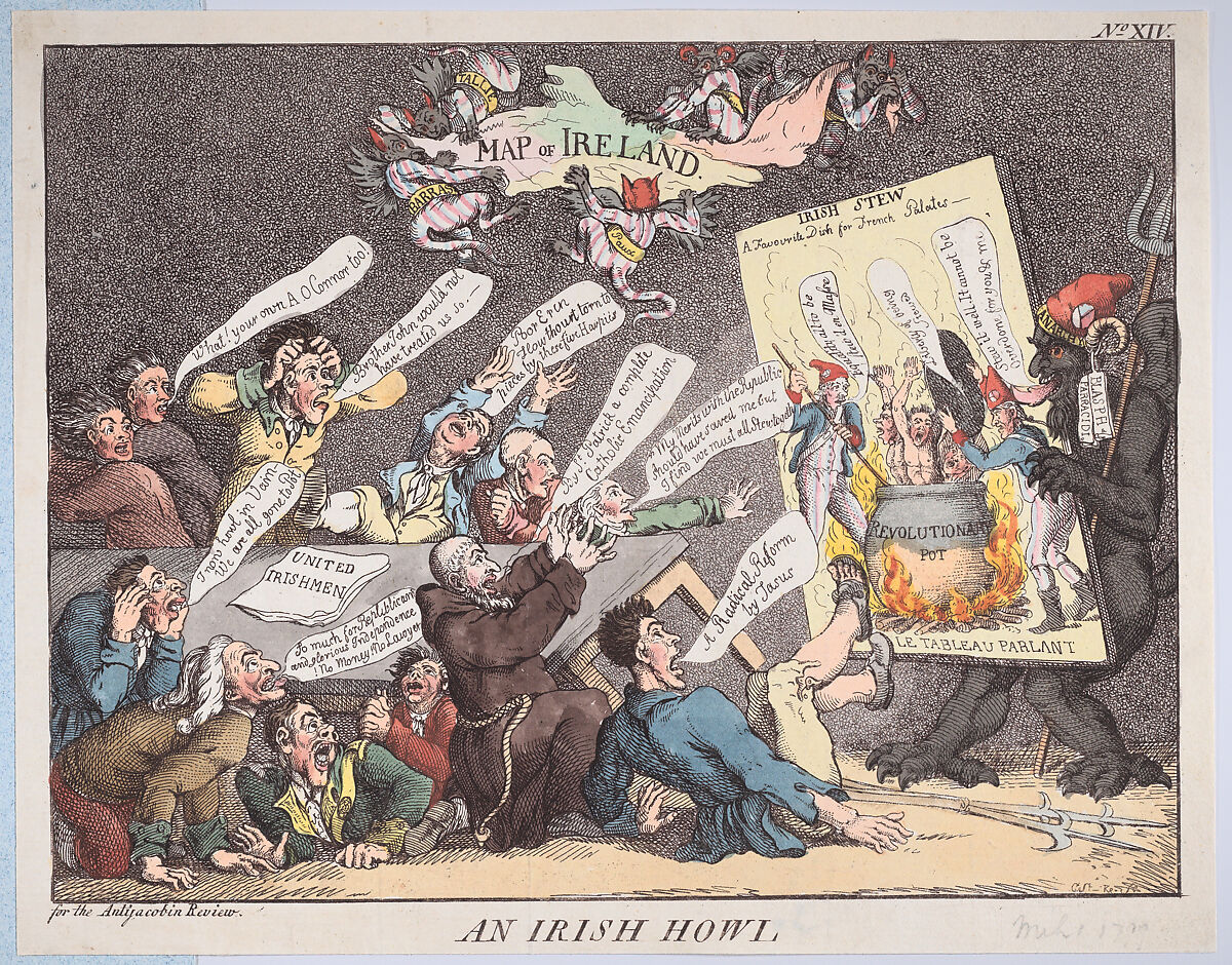 An Irish Howl, After Thomas Rowlandson (British, London 1757–1827 London), Hand-colored etching; reduced copy 