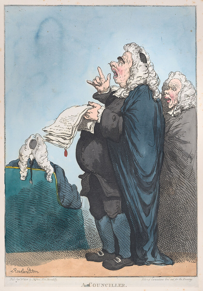 A Counciller [sic], Thomas Rowlandson (British, London 1757–1827 London), Hand-colored etching 