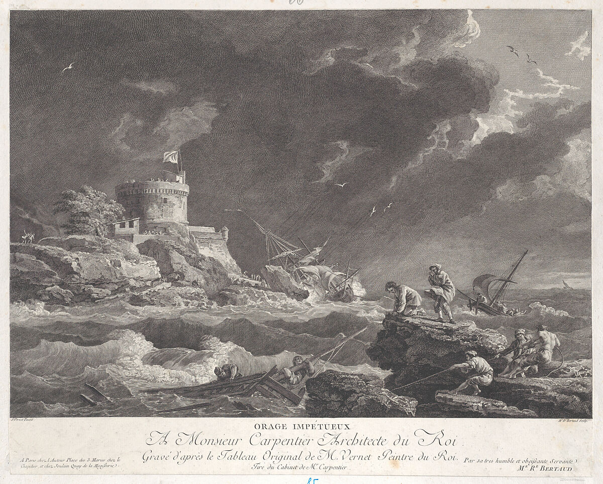 Impetuous Storm, After Joseph Vernet (French, Avignon 1714–1789 Paris), Engraving; first state of two 