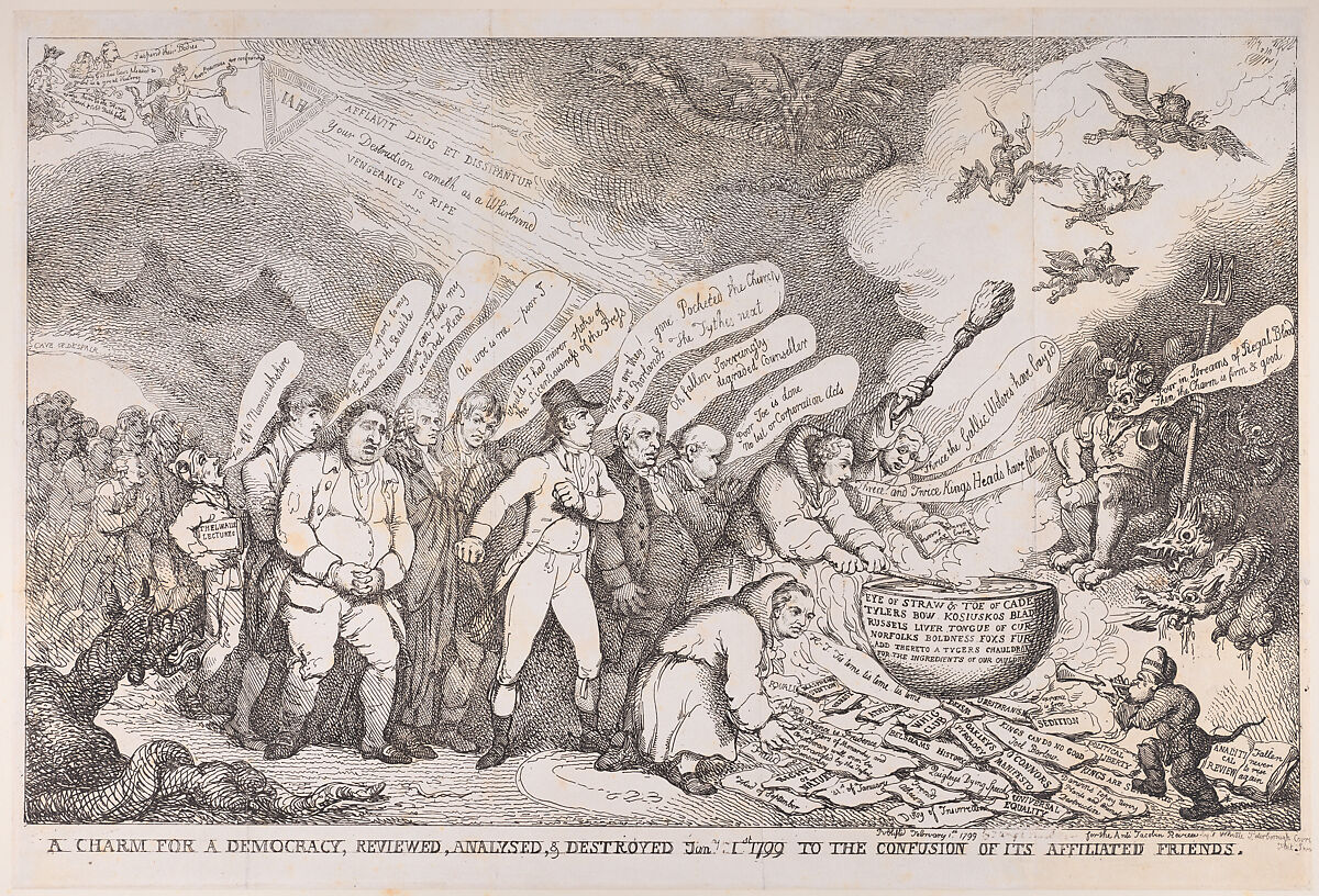 A Charm for a Democracy, Reviewed, Analysed, & Destroyed Jan 1 1799 to the Confusion of its Affiliated Friends, Henri Merke (Swiss, Niederweningen, canton Zürich ca. 1760–after 1820), Etching 