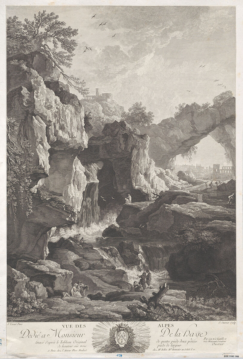 View of the Alpes, After Joseph Vernet (French, Avignon 1714–1789 Paris), Engraving 