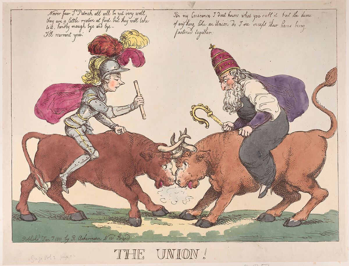 The Union, Thomas Rowlandson (British, London 1757–1827 London), Hand-colored etching 