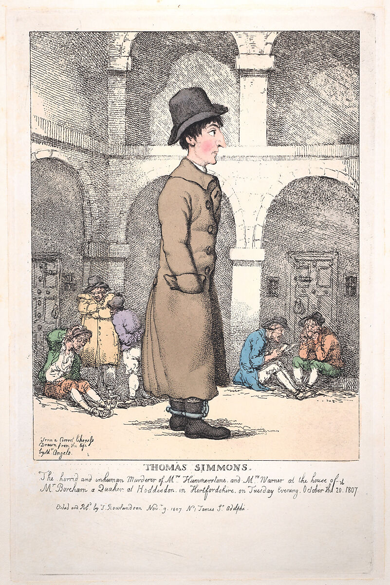 Thomas Simmons, Thomas Rowlandson (British, London 1757–1827 London), Hand-colored etching and stipple 