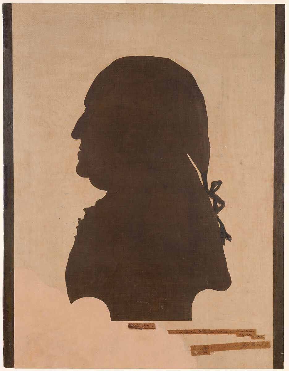 Portrait of George Washington, Eleanor Parke Custis (American, 1779-1852), Hollow-cut silhouette on linen 